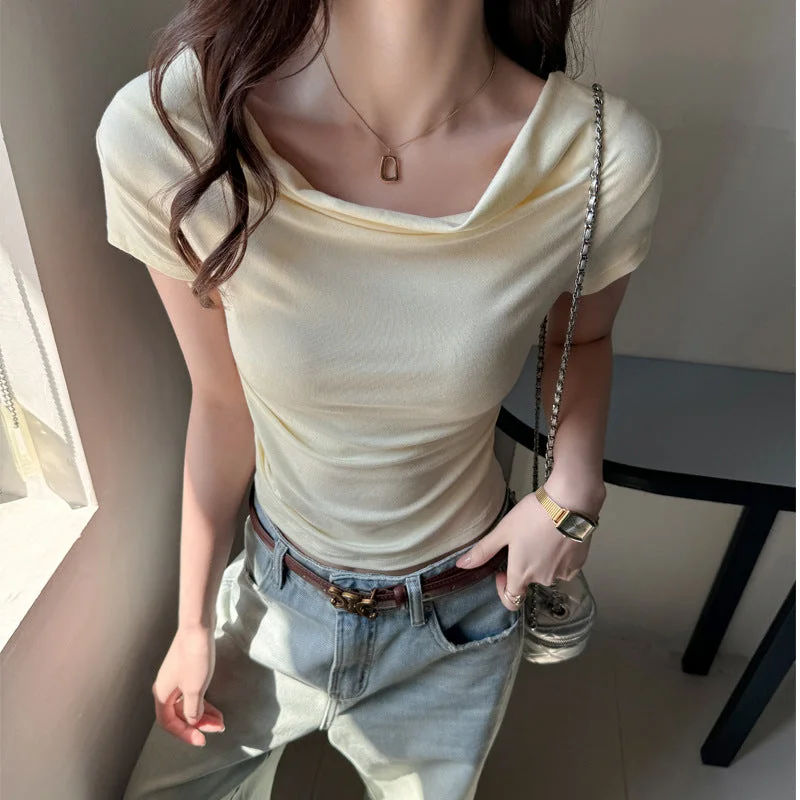 Outzidr  Khaki Cowl Neck T-Shirt for Women | Best Price UAE
